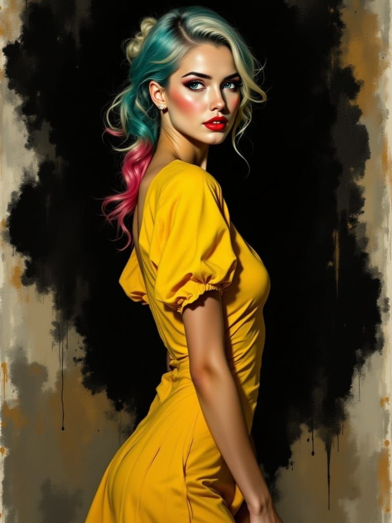 Glamorous Pin-Up Woman in High-Contrast Style