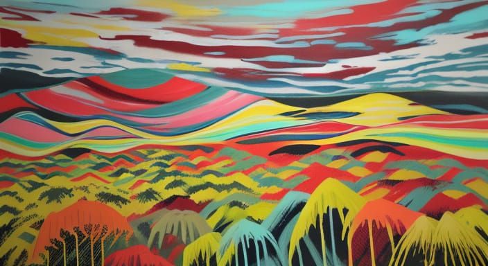 Vibrant Colorfield Painting in Distinct Layers