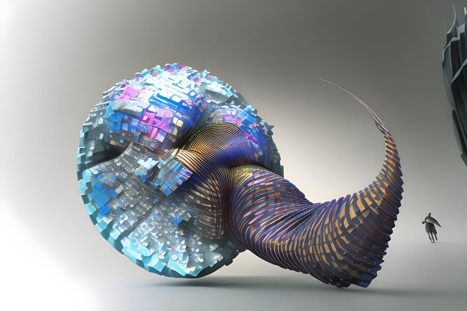 Geometric Abstract in 3D with Iridescent Details