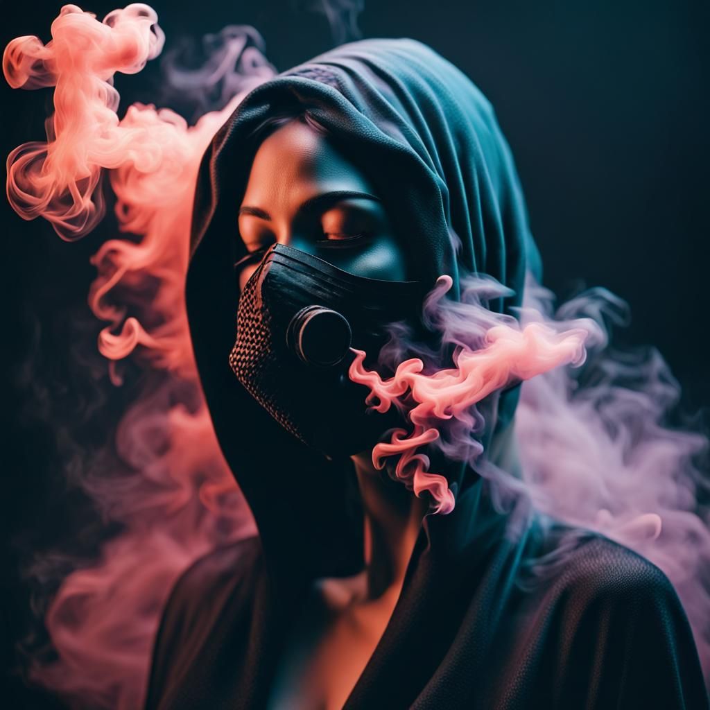 Smokin' Female Figure in Colorful Smoke