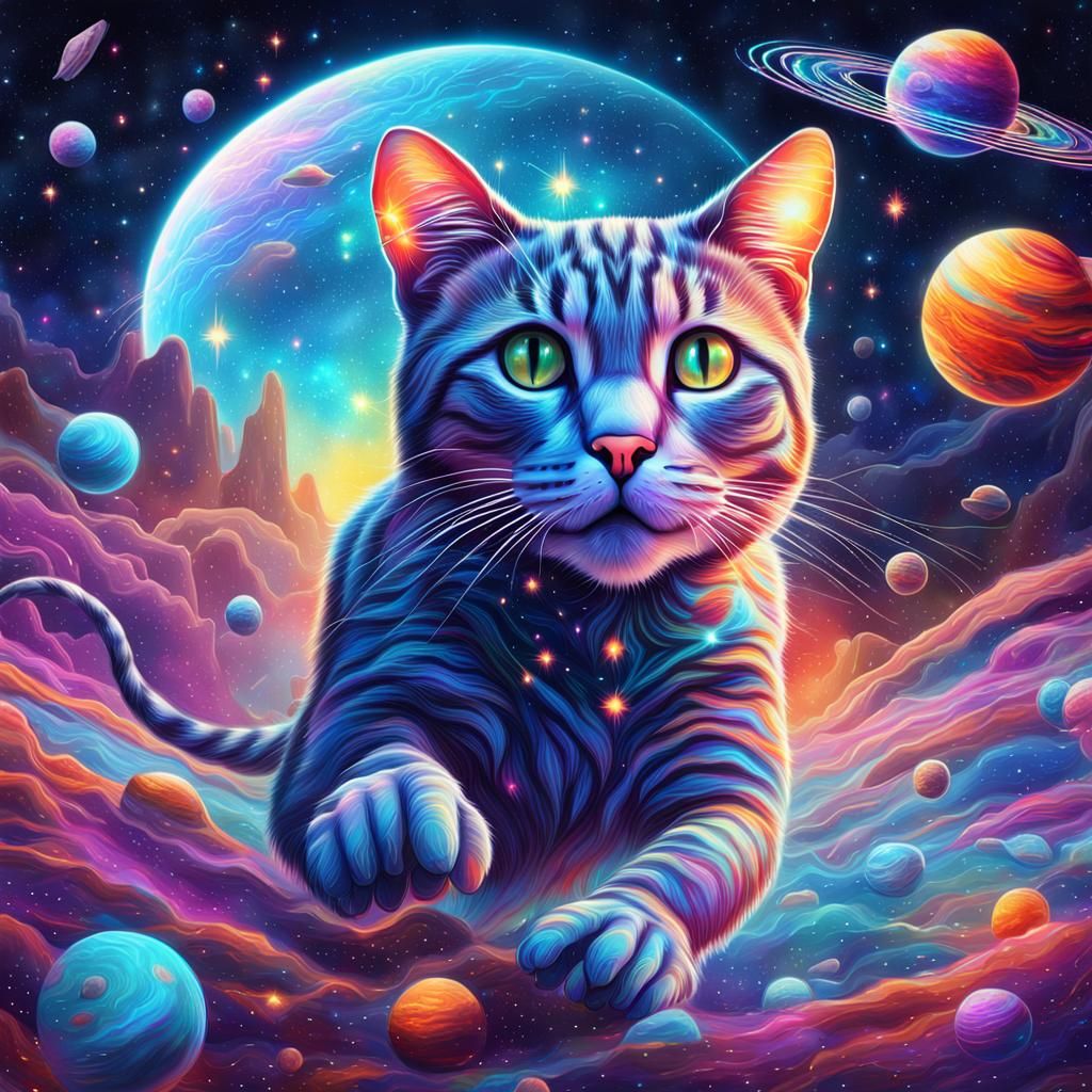 Cosmic Cat and Mouse Chase: Holographic Illustration