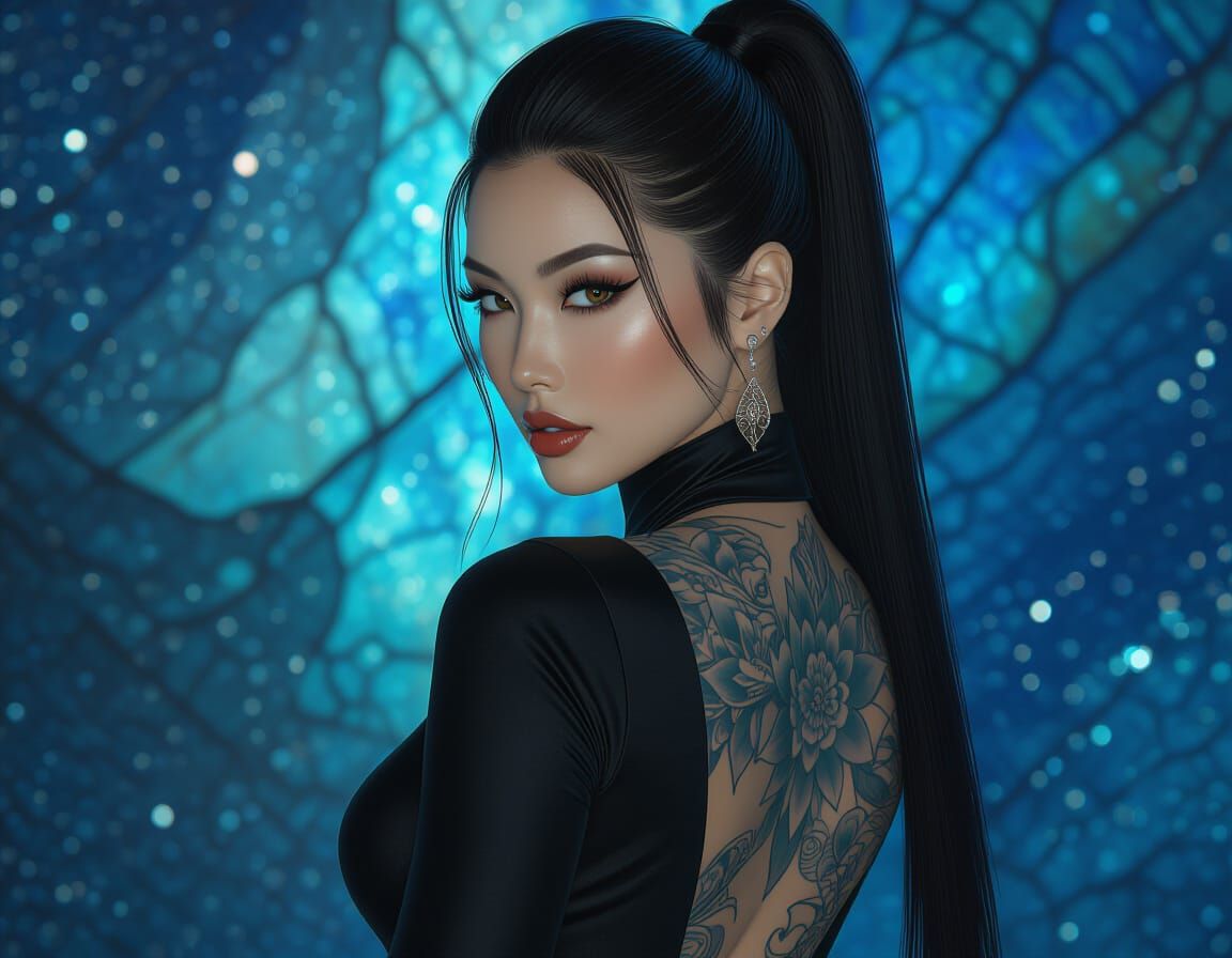 Asian Ninja Goddess of Luxury Fashion in 3D