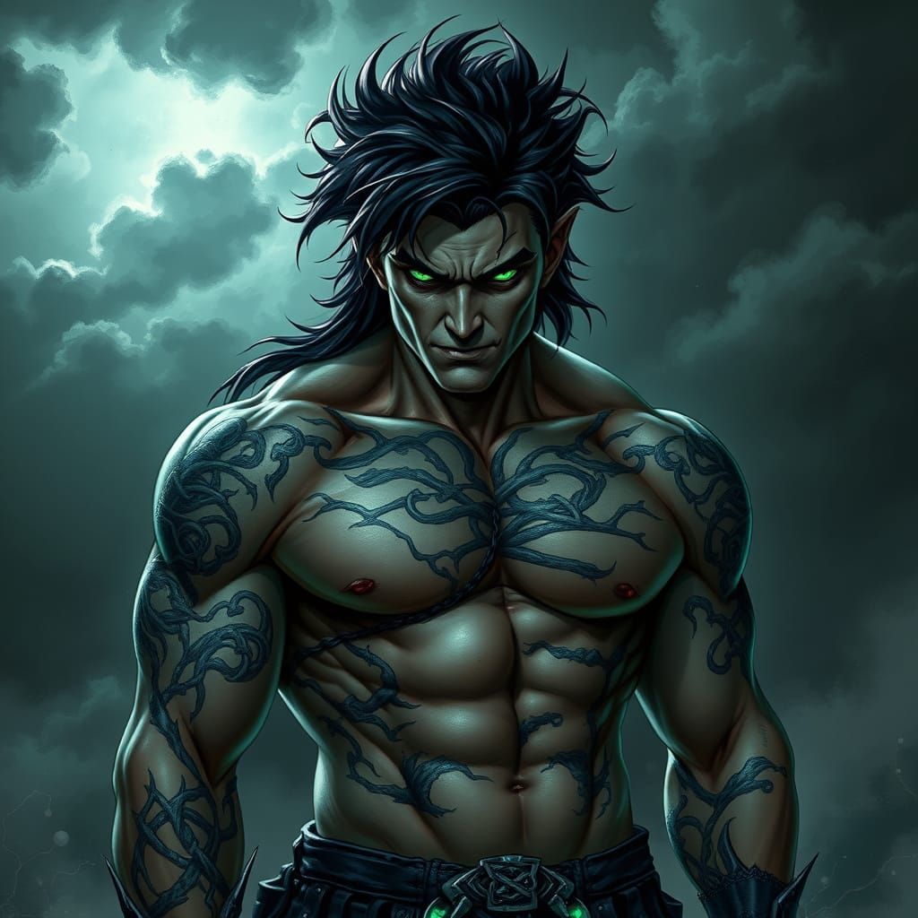 Mysterious Fae Warrior in Dark, Gothic Attire