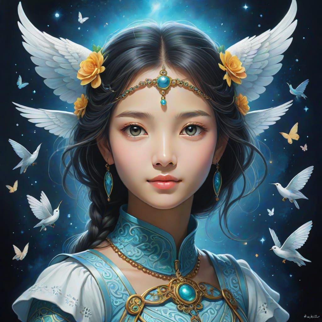 Surreal Guardian of Slumber in a Dreamworld Landscape