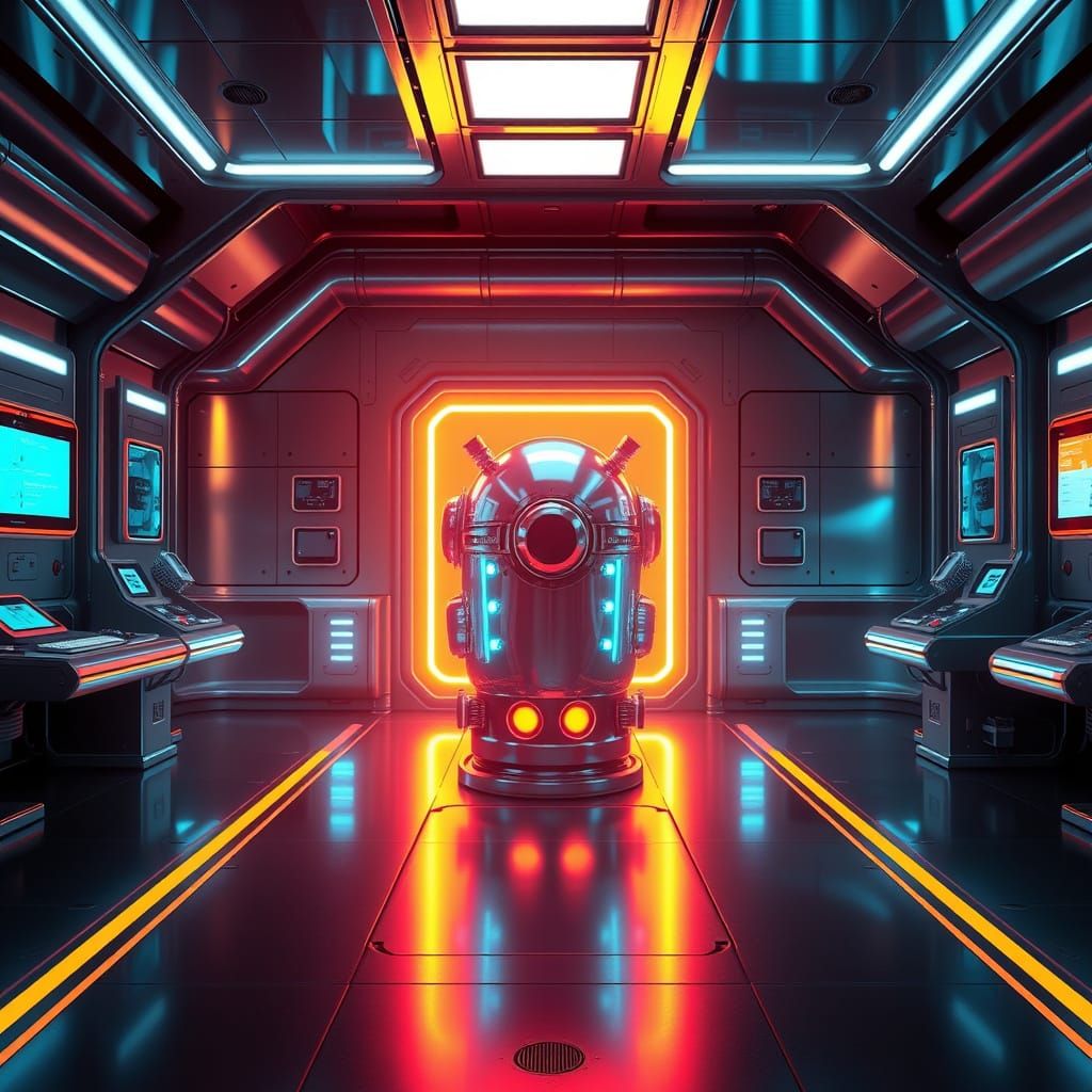 Futuristic Laboratory Chamber in Industrial Futurism Style