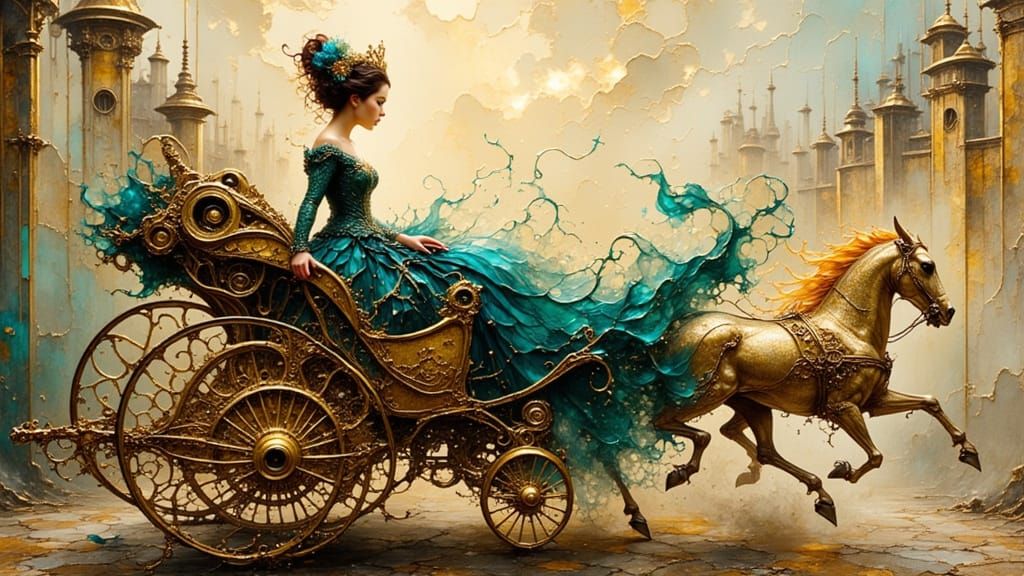 Steampunk Princess in Ornate Carriage
