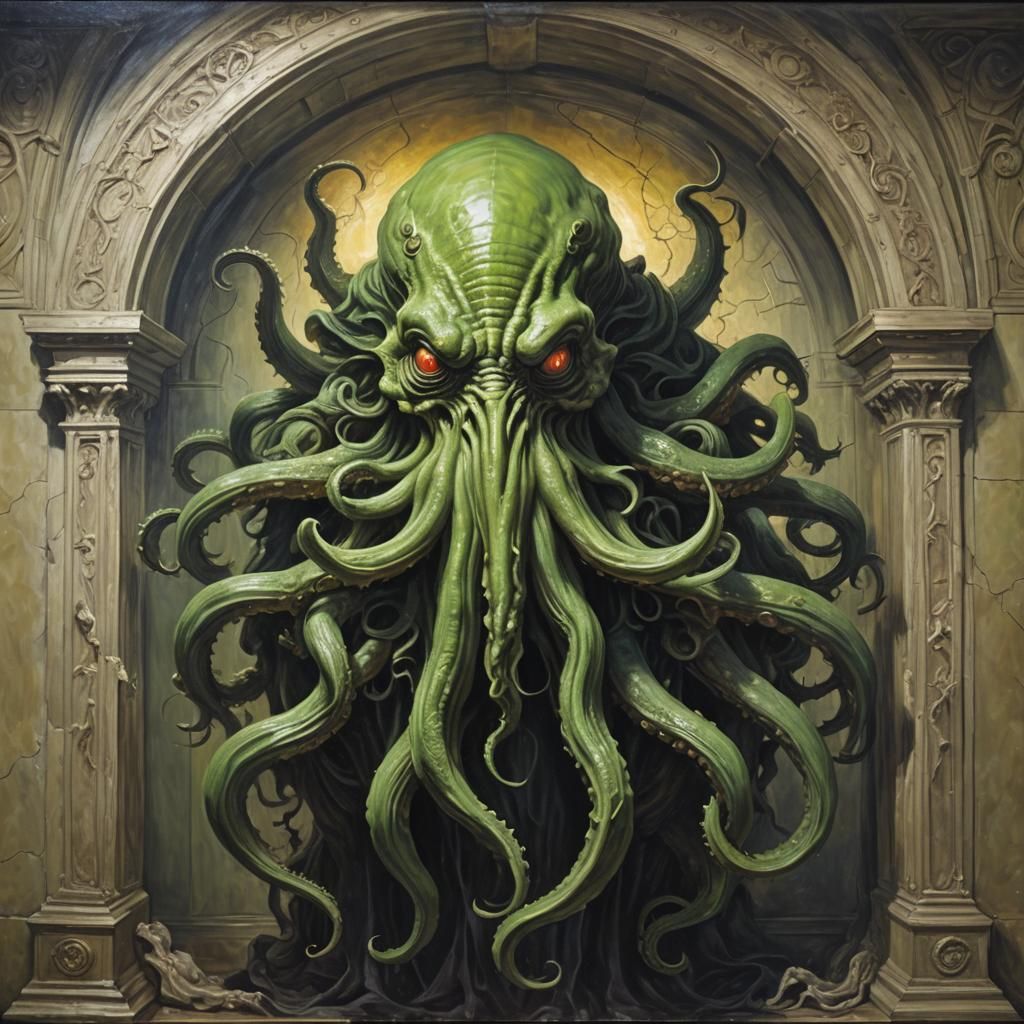 Cthulhu Oil Painting on Display