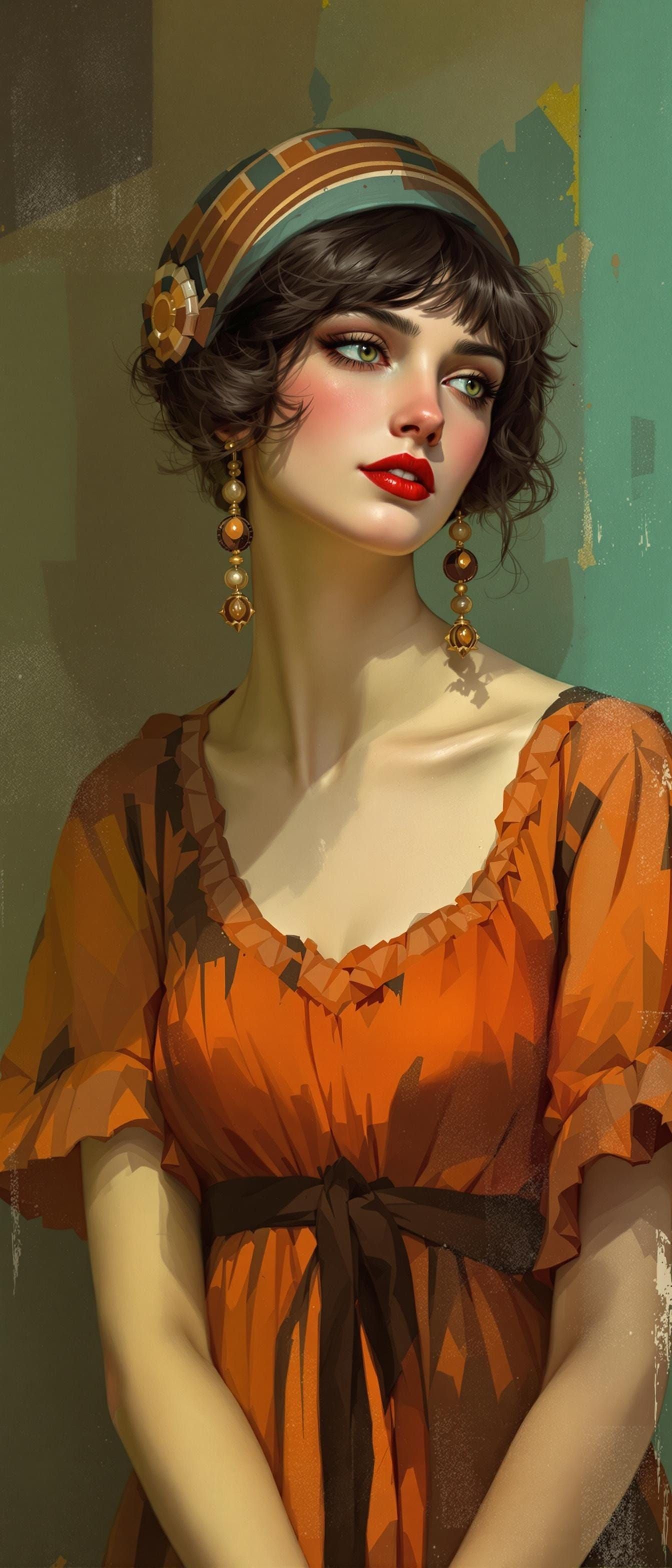 Charming Flapper Girl in Digital Realism