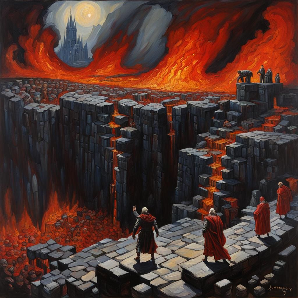 Dante's Inferno as Oil Painting