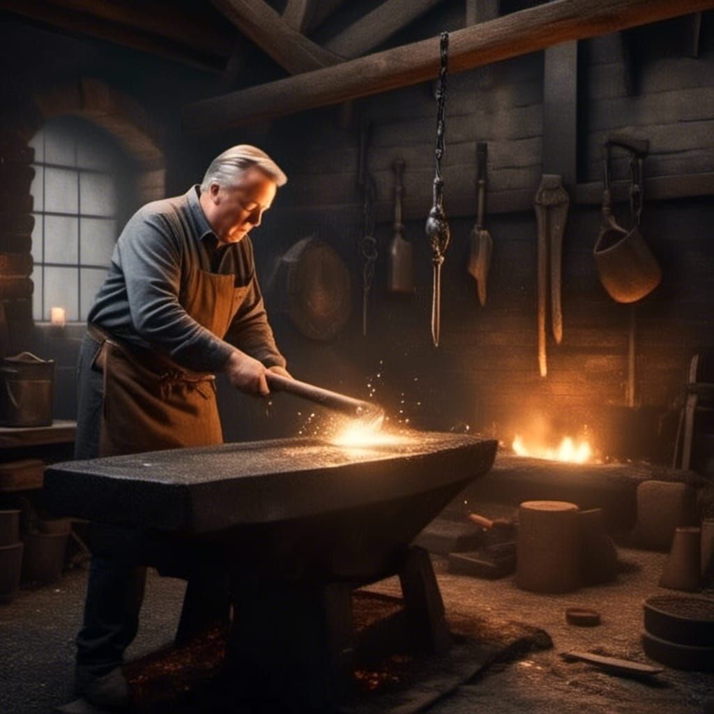 Blacksmith with Hammer in Fantasy Forge