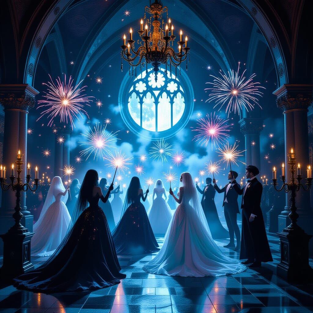 Gothic Crypt New Year's Ball with Ethereal Ghosts