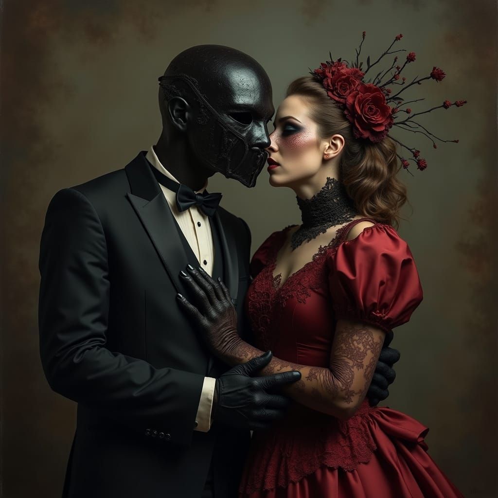 Mysterious Figure at a Gothic Masquerade in a Haunting Dream...