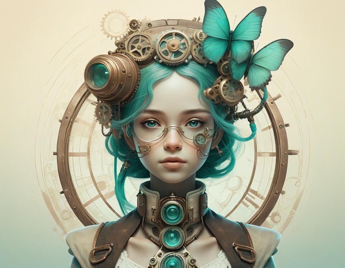 Steampunk Grandchild in Ethereal Post-Apocalyptic Art