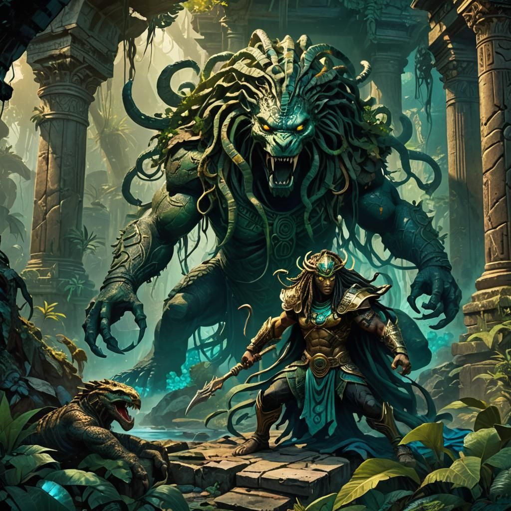 Medusa vs Predator in Ancient Jungle Ruins