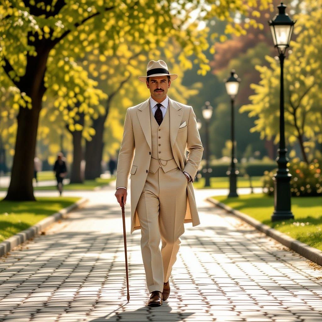 Gentleman in 1930s Budapest Park, Ivory Merchant Style