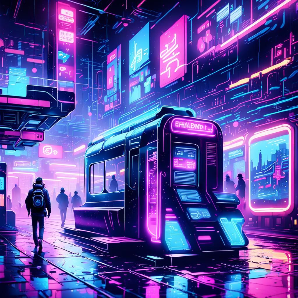 Neon Noir Cityscape in Cyberpunk Style