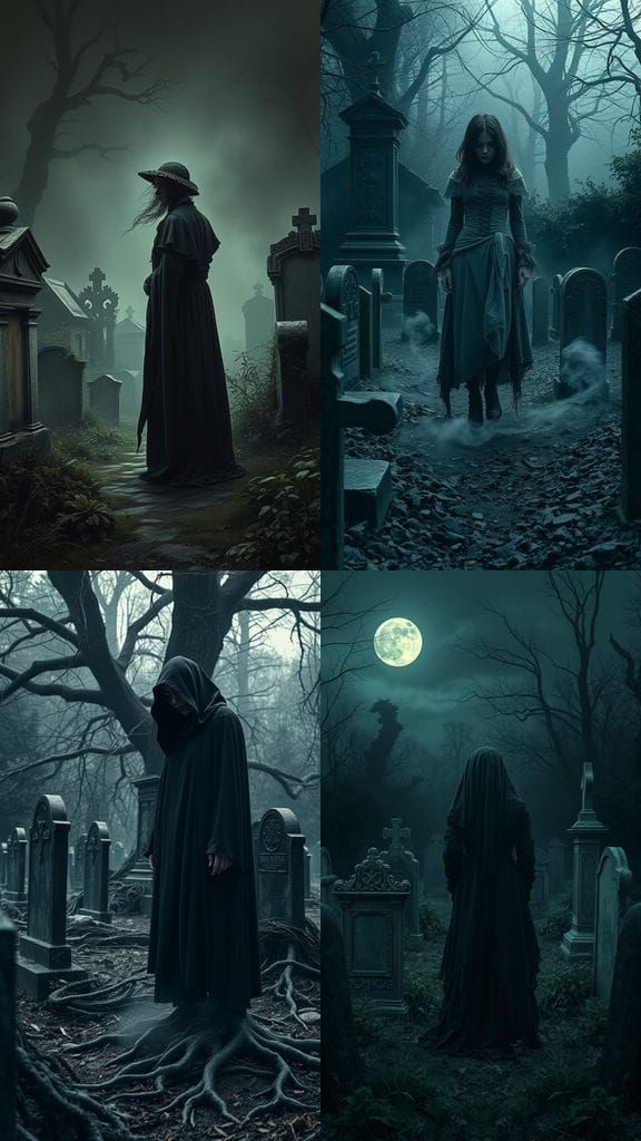 Ethereal Female Form in Forgotten Cemetery