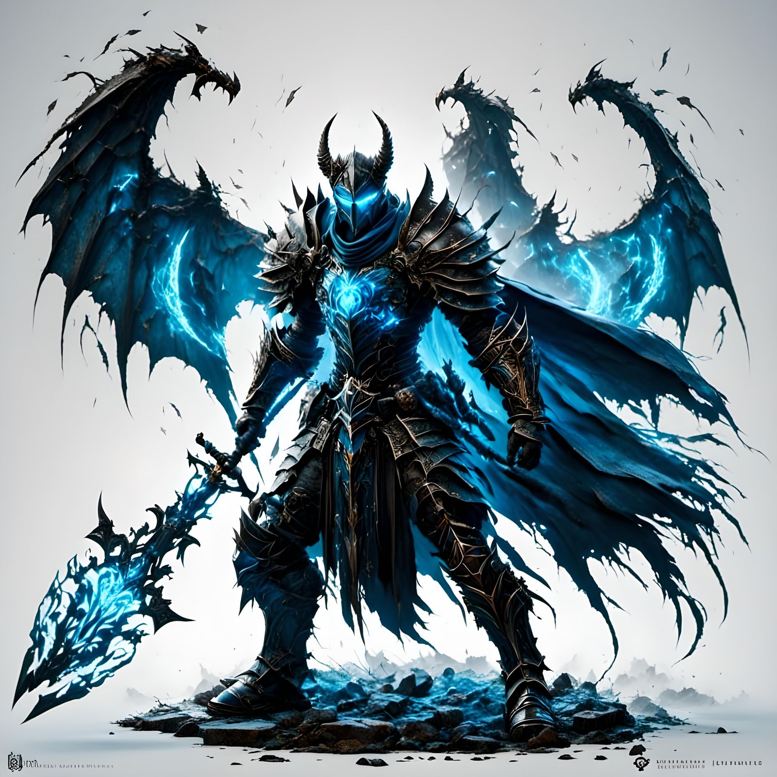 Bat Winged Death Knight with Spirit Flames