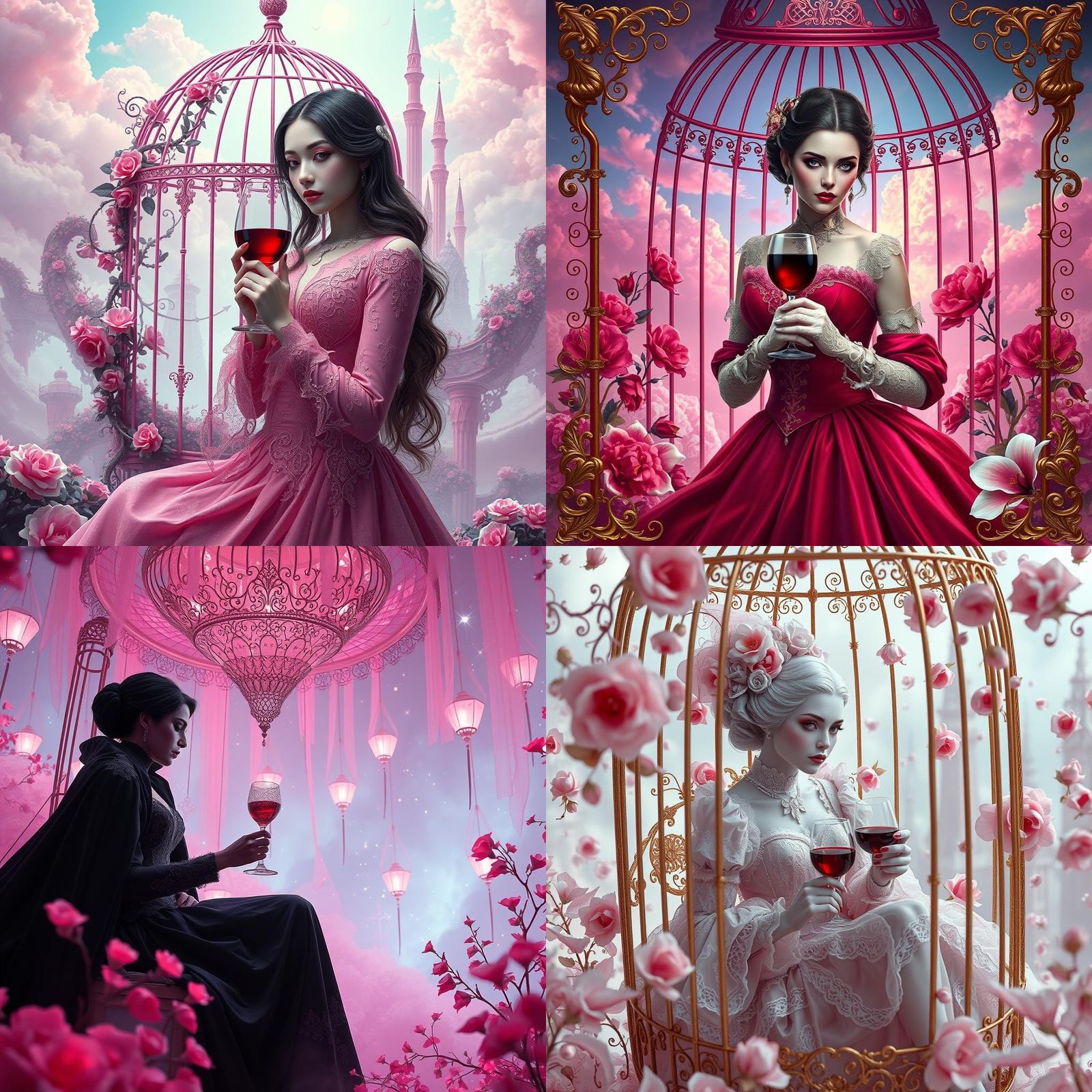 Vampire in a Cage in a Pink Fantasy World