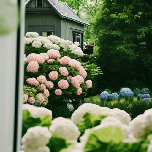 Cozy Tiny House Surrounded by Hydrangeas