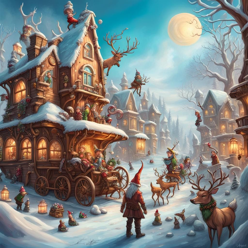 Steampunk Winter Candyland with Fairies and Santa