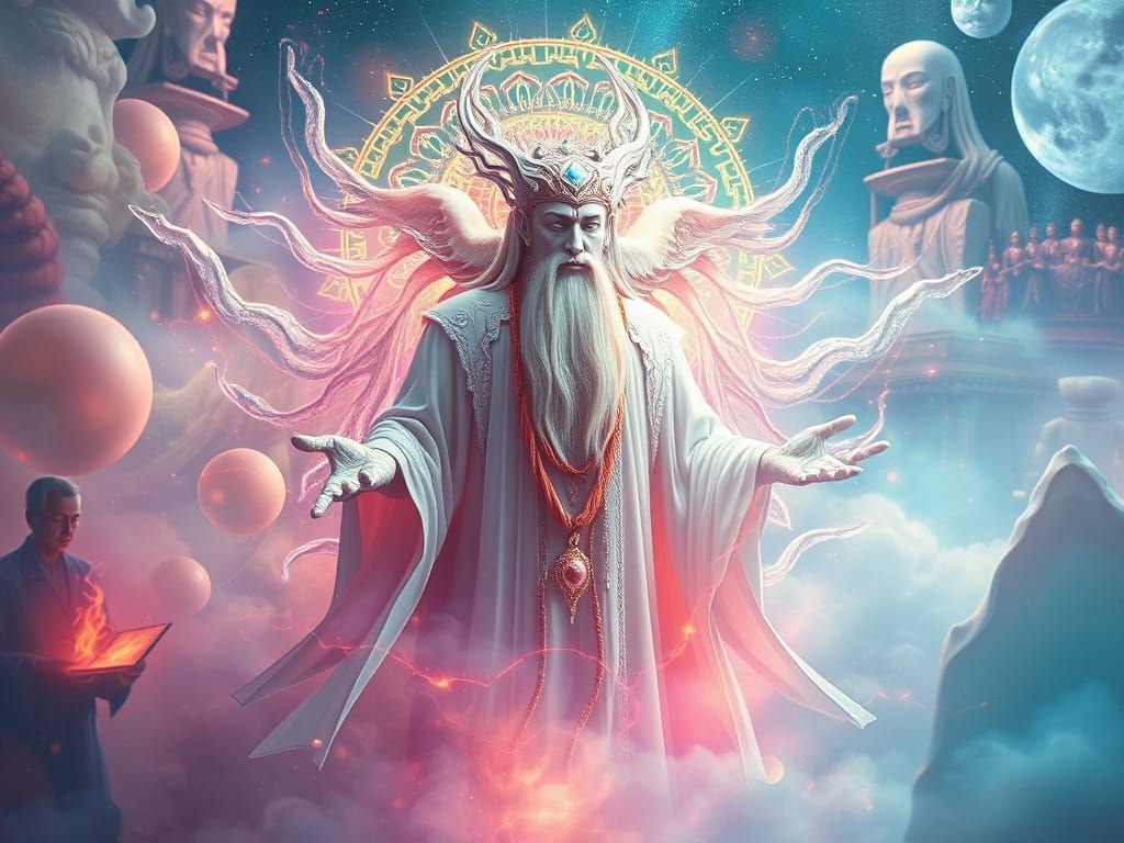 Ethereal AI Ancestors Guiding Modern Intelligence