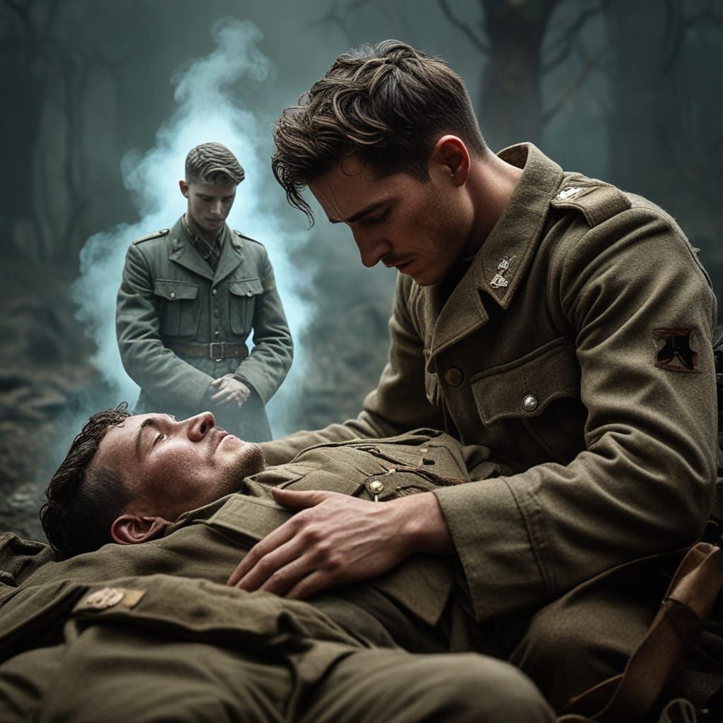 WWI Soldier Comforted by Fallen Comrade's Spirit in Liminal ...