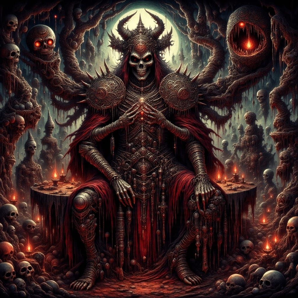 Powerful Necromancer Invoking Nether-Realm Spirits