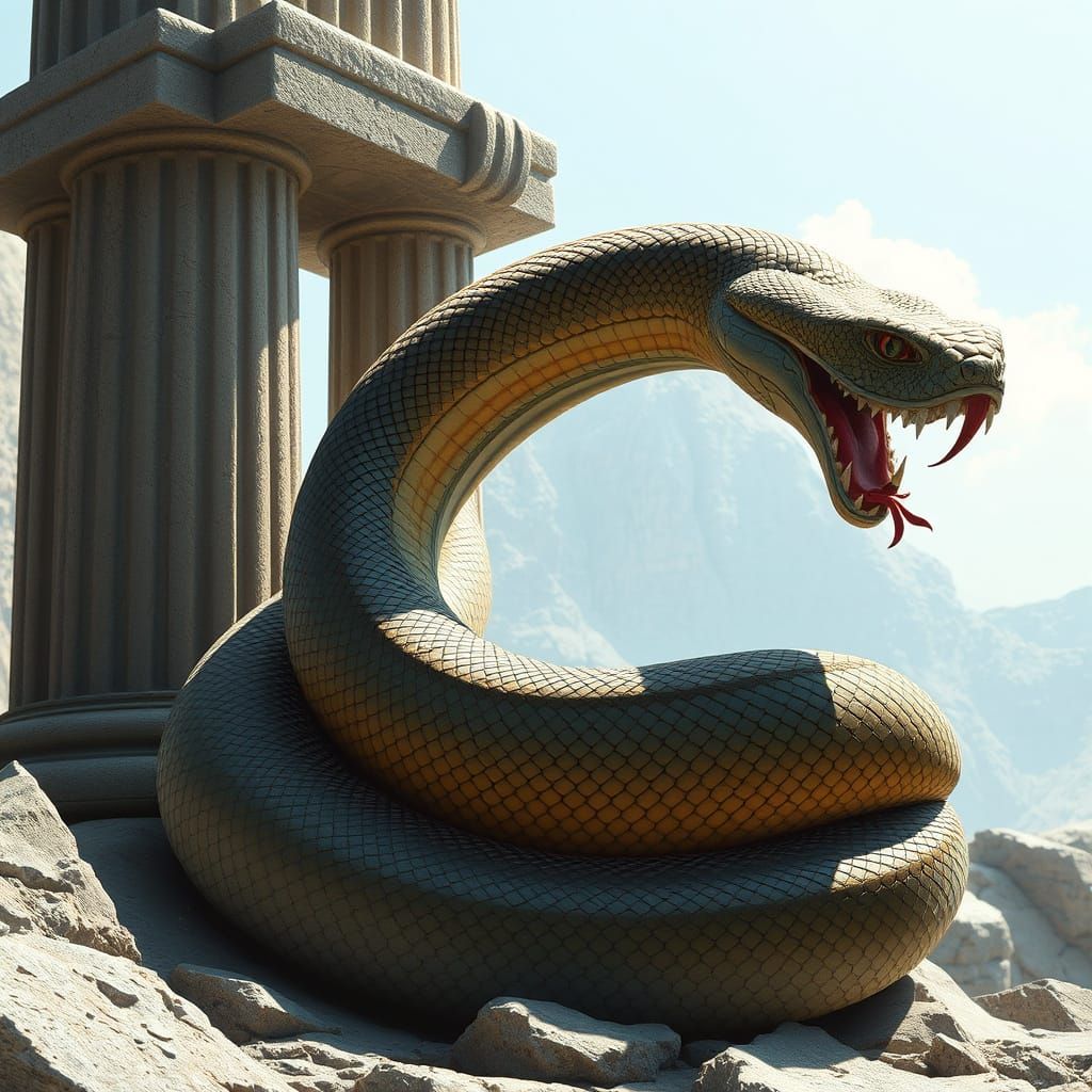 Ancient Python Goddess in Futuristic Hues