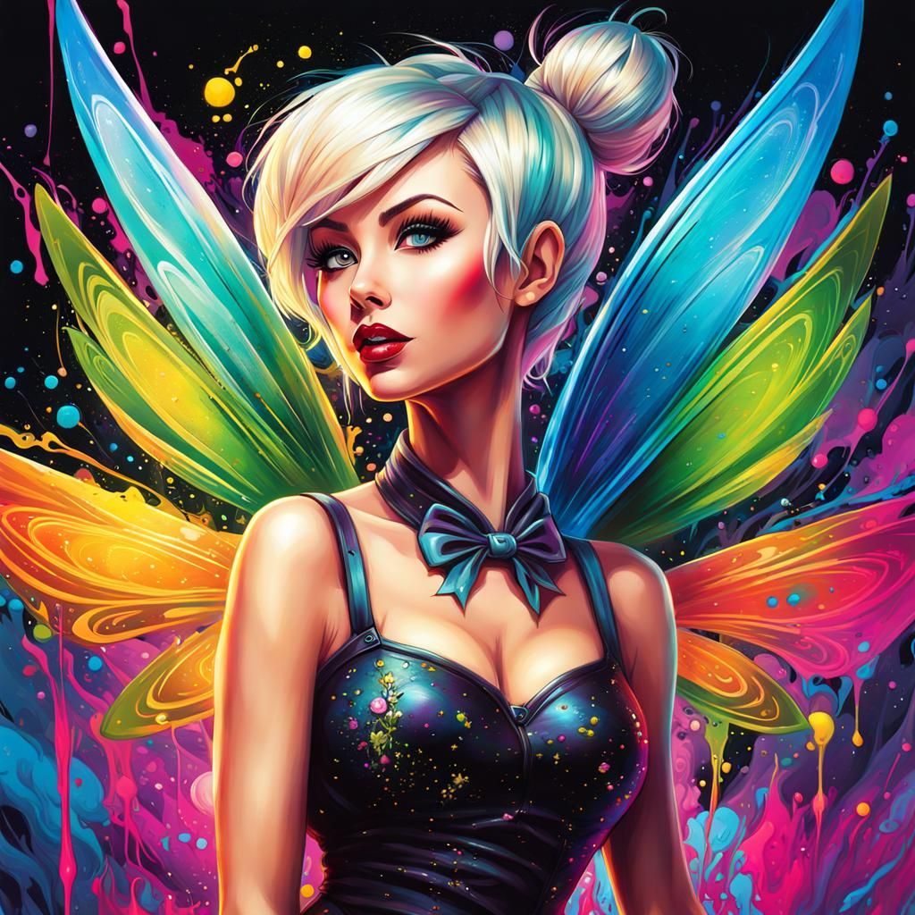 Pastel Goth Tinkerbell Pinup Portrait