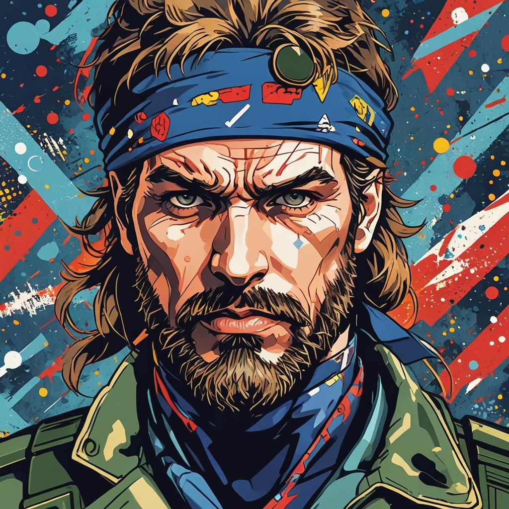 Solid Snake Pop Art Portrait in Lichtenstein Style