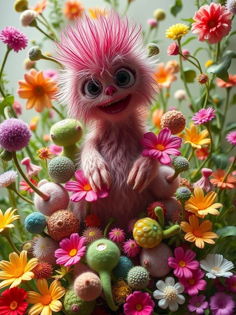 Playful Hybrid Fauna and Flora in Asymmetrical Composition