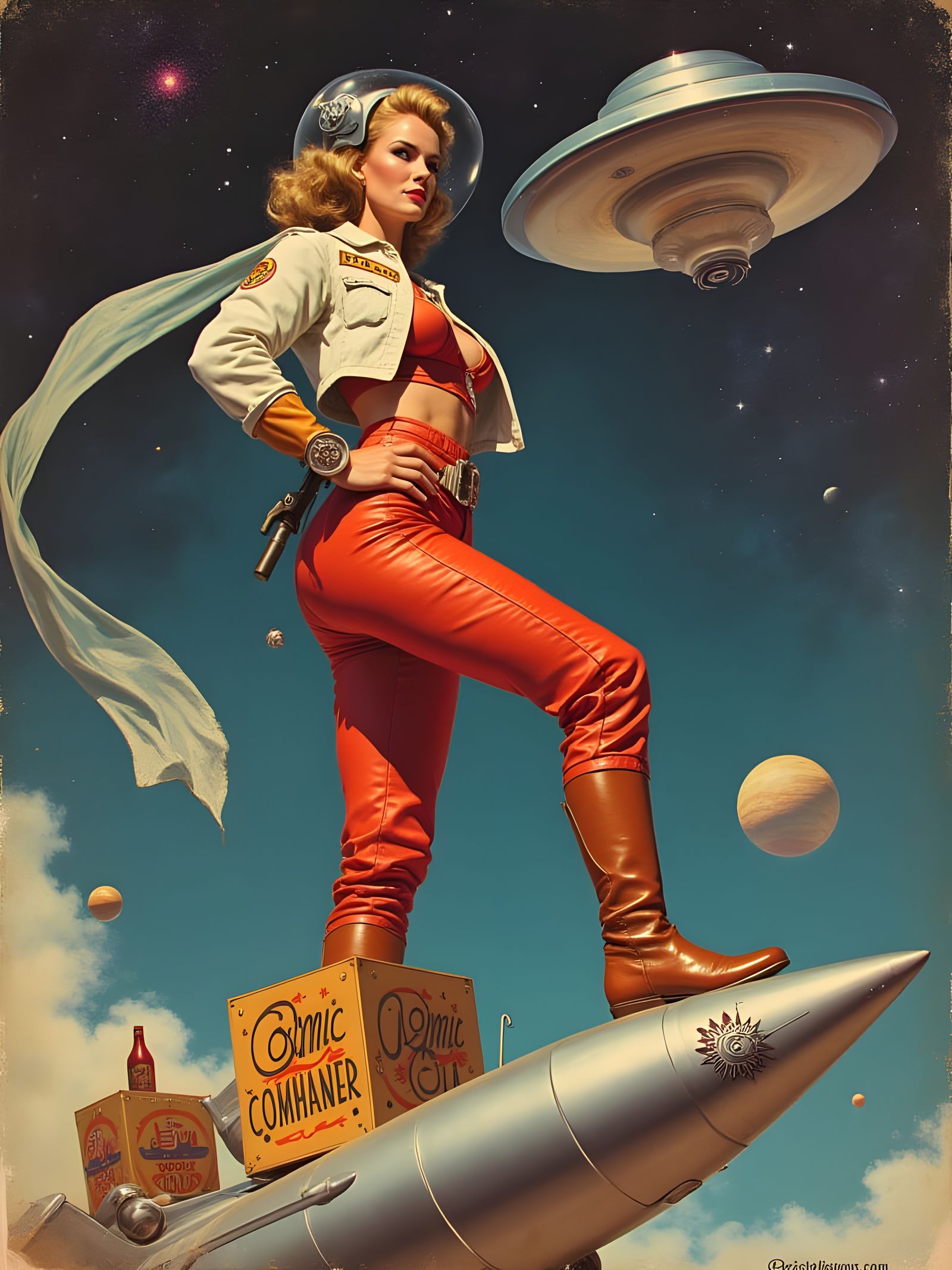 Cosmic Commander: Retro Sci-Fi Pin-Up