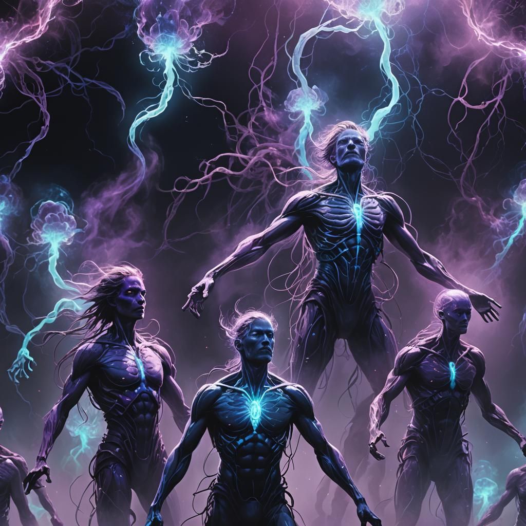 Humans Possessed by Ancient Blue Energy in a Dark Fantasy Wo...