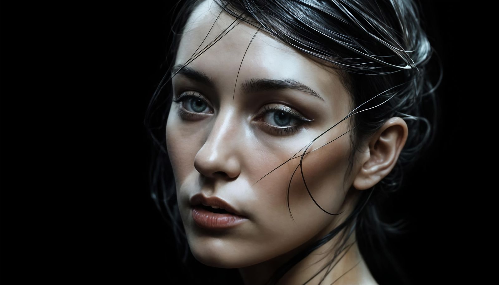 Elegantly Blurred Female Portrait in Cubo-Futurist Style