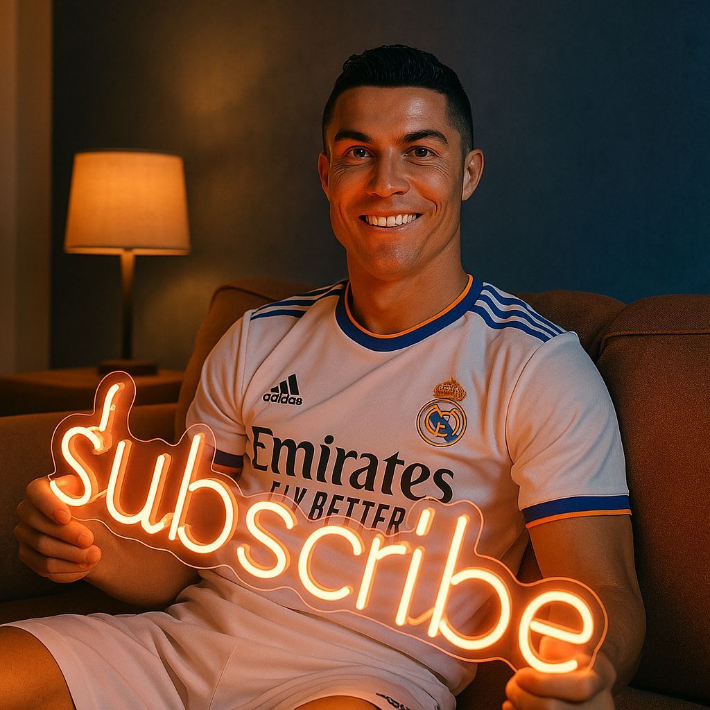 Cristiano Ronaldo Portrait with Neon Sign