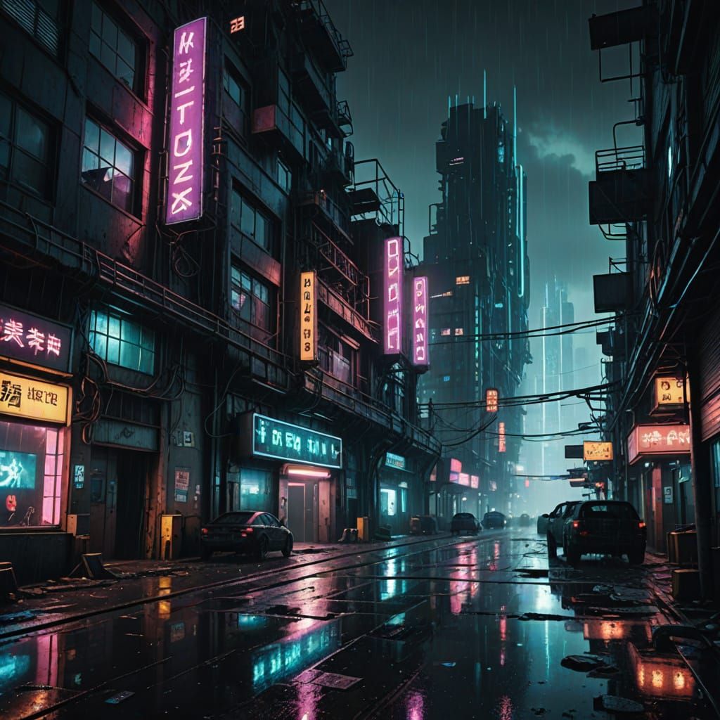 Cyberpunk Cityscape in Abandoned Xebec Zone