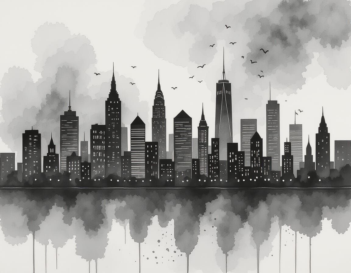 Minimalist Ink Cityscape: Urban Simplicity