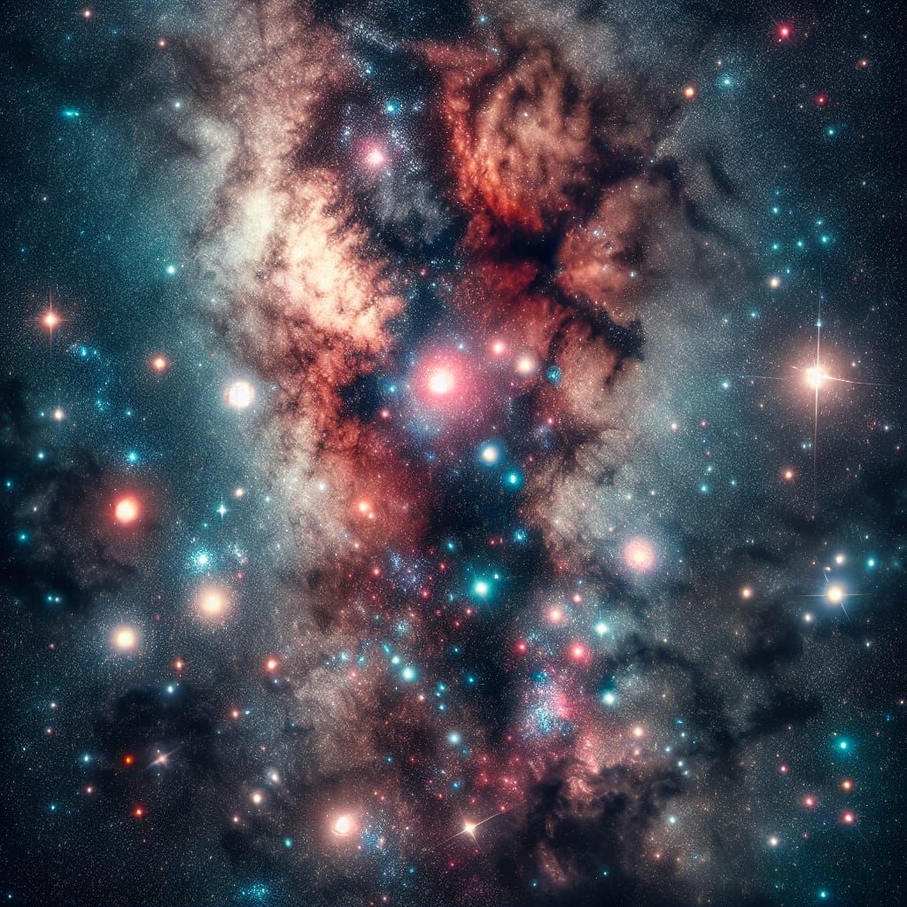 Celestial Night Sky Panorama with Stars and Galaxies