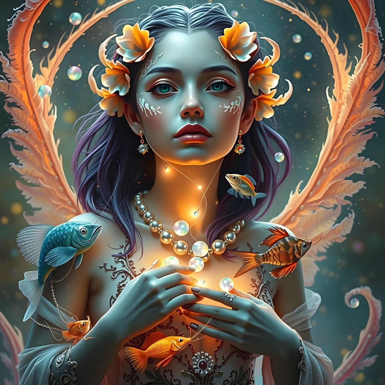 Serene Deep Sea Nymph in Vibrant Coral Reef