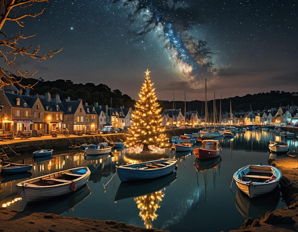 Glowing Gown Illuminates Futuristic Christmas Scene in Frenc...