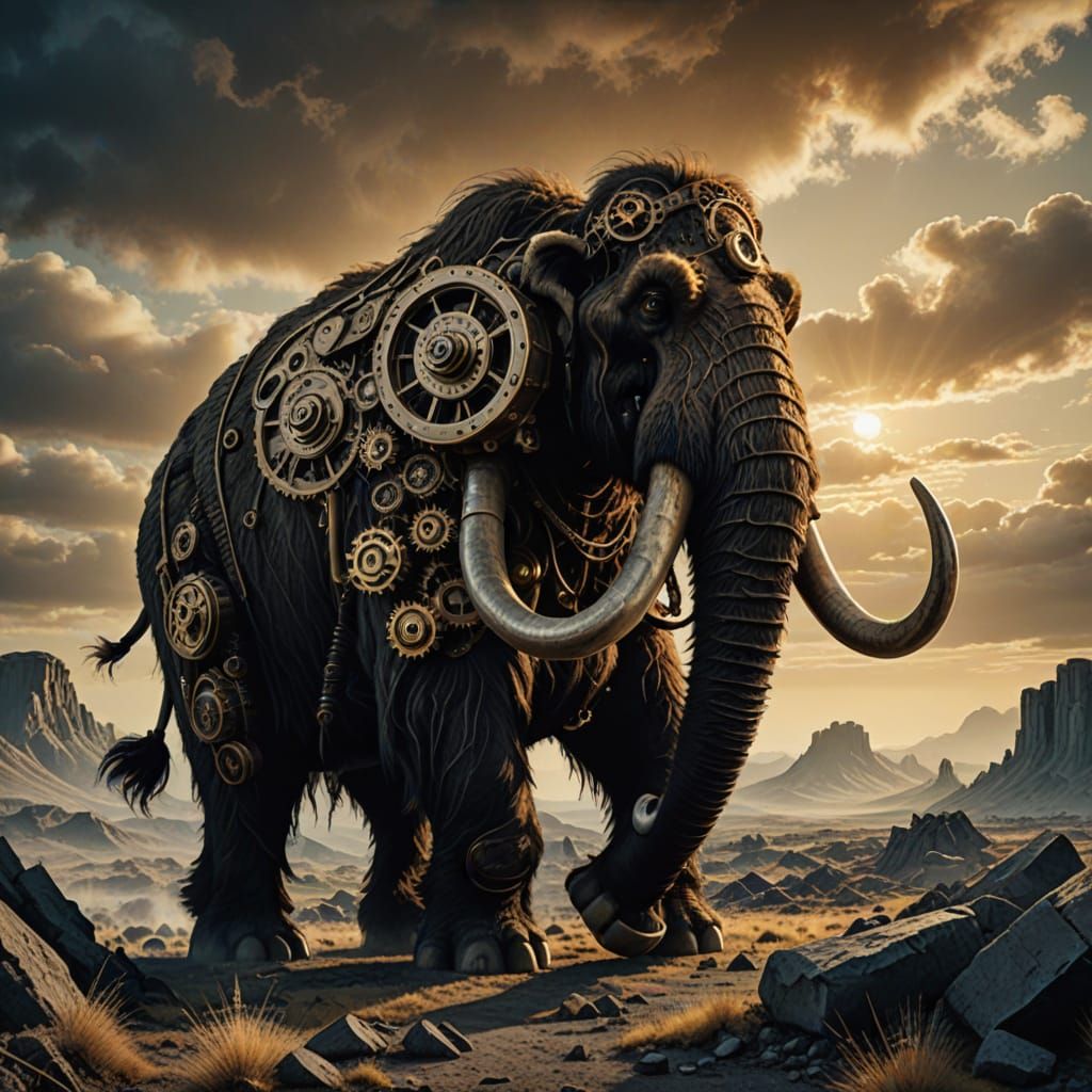Steampunk Mammoth in a Dark Fantasy Comic