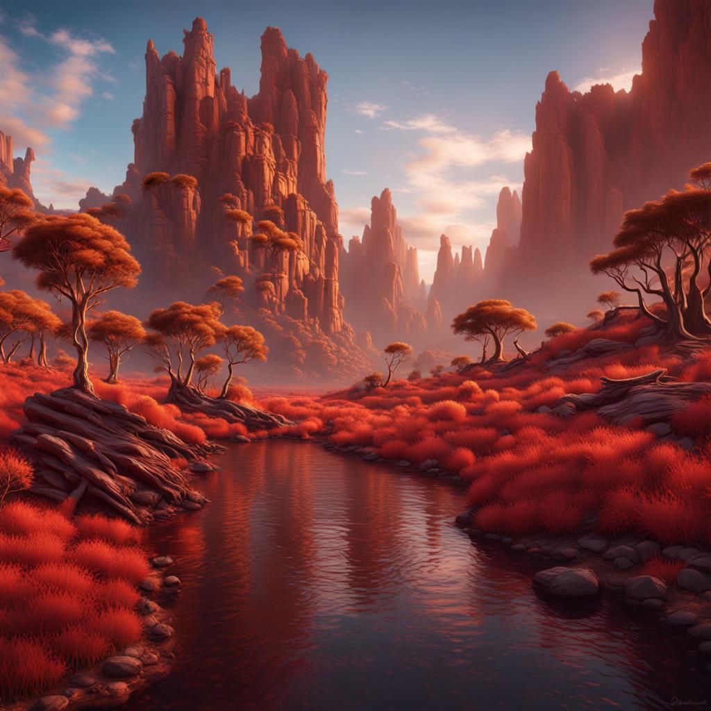 Hot Australian Landscape: Detailed Fantasy Art