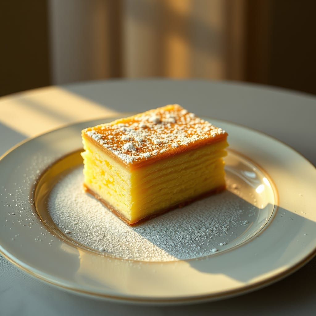 Elegant Castella Cake in Soft Morning Light