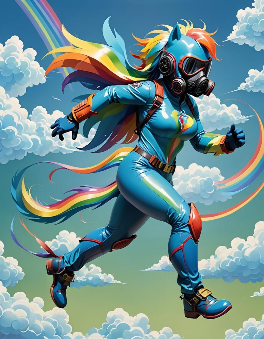 Rainbow Dash Gasmask Dancer in Sunny Sky