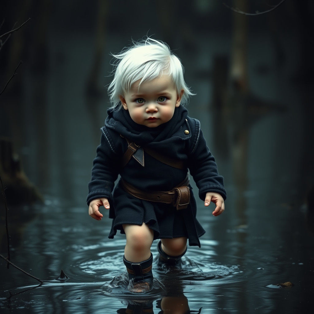 Baby Geralt Walks Through an Eerie Swamp