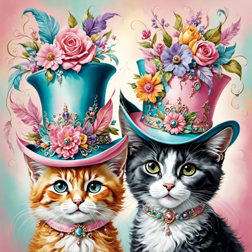 Charming Cats in Hats: A Whimsical Portrait