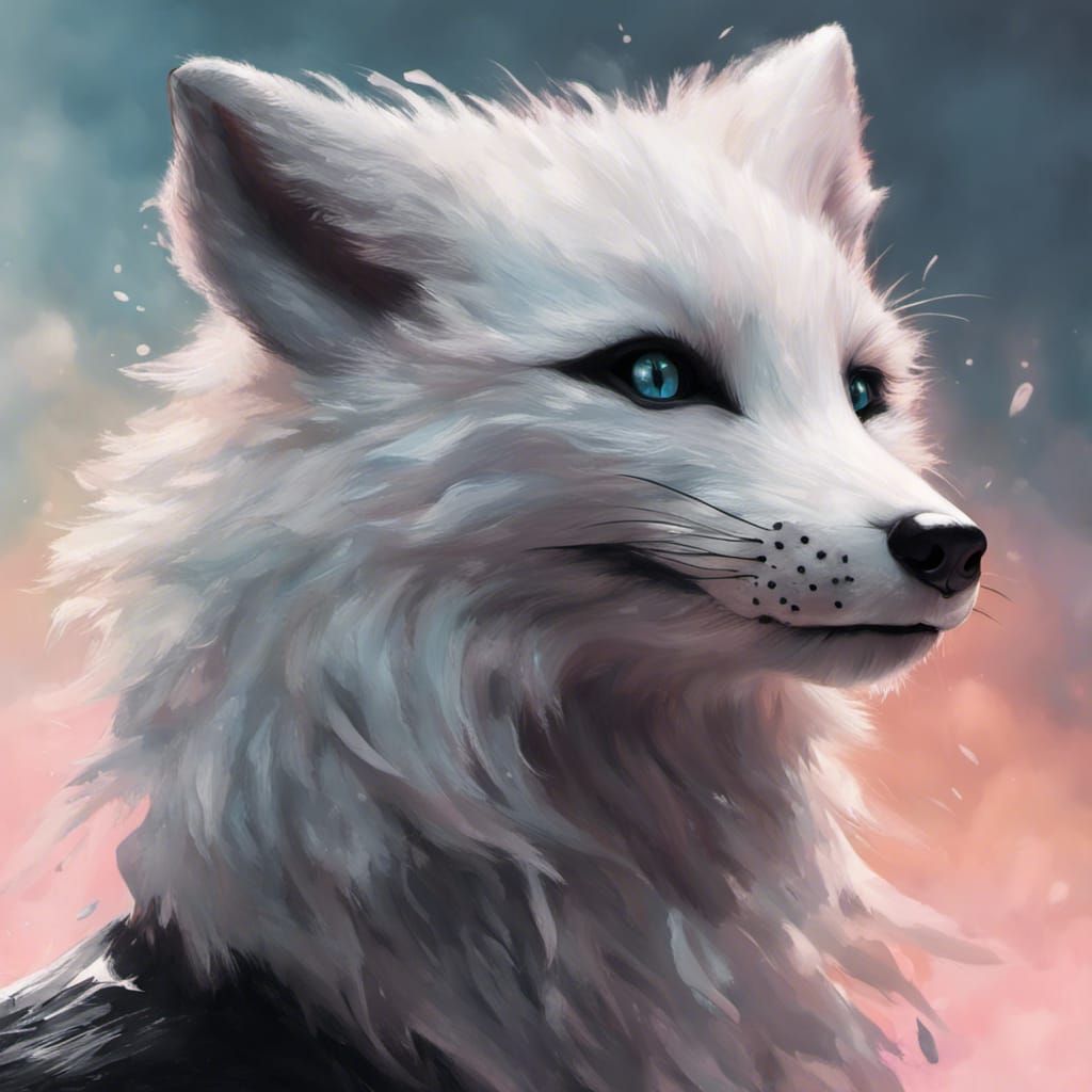 Hyperrealistic Arctic Fox Girl in Splash Art Style