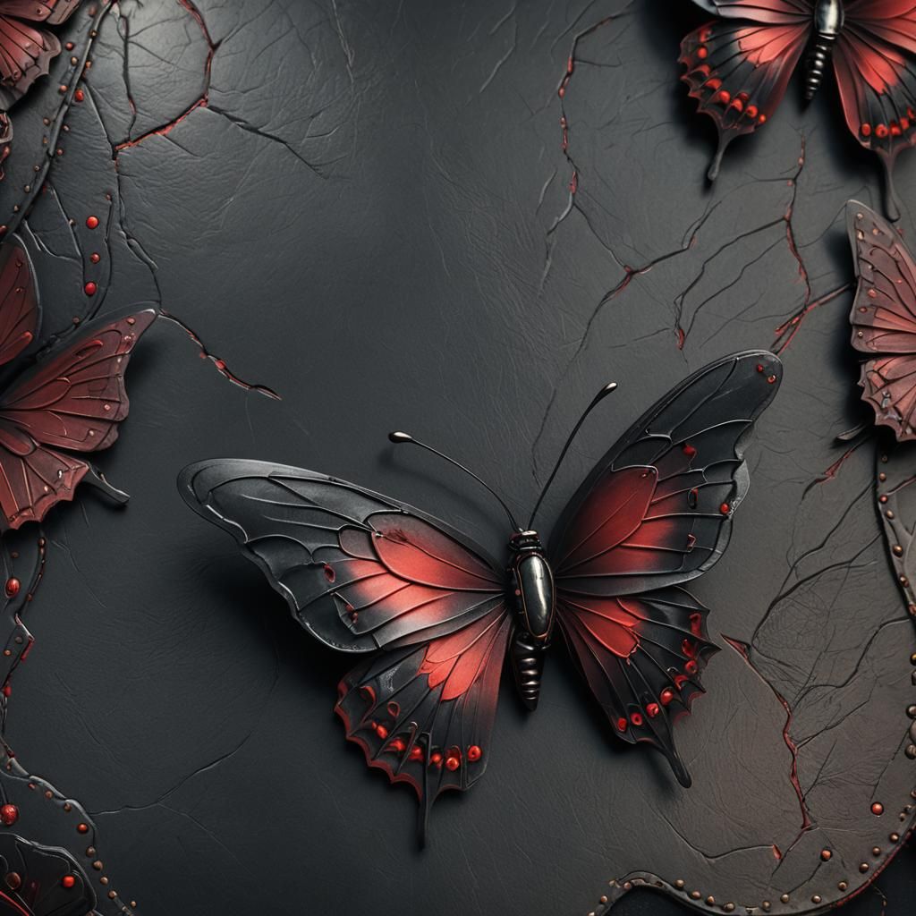 Leather Butterfly: Intricate Industrial Fantasy Art