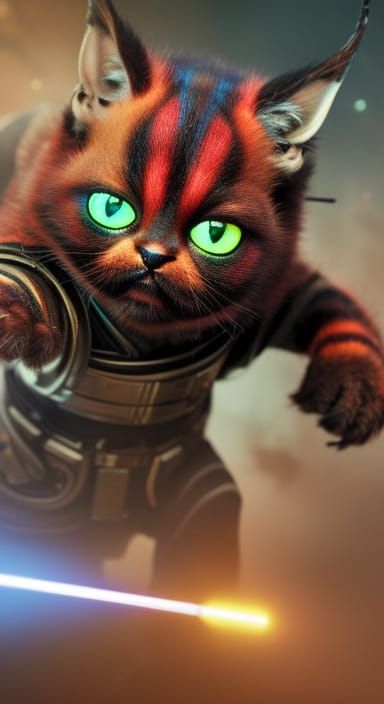 Darth Maul Kitten in Hyperspace, Digital Art